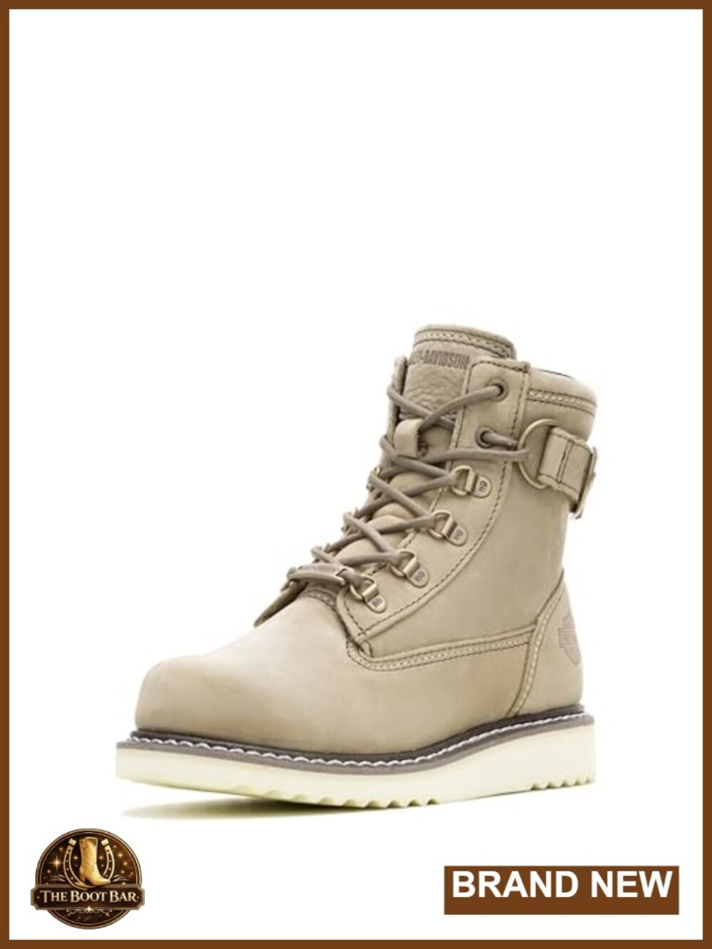 Leather Motorcycle Wedge Boots Mid-Calf Round Toe Work